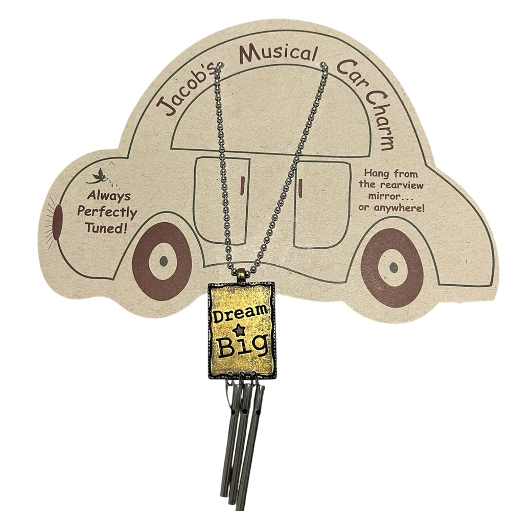 Dream Big Musical Car Charm Necklace - Yellow Gold Tone